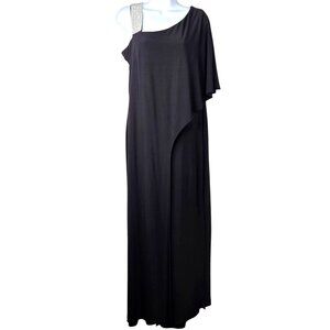 R&M Richards Asymmetrical Caplet Womens Jumpsuit with Rhinestone Strap Size 14